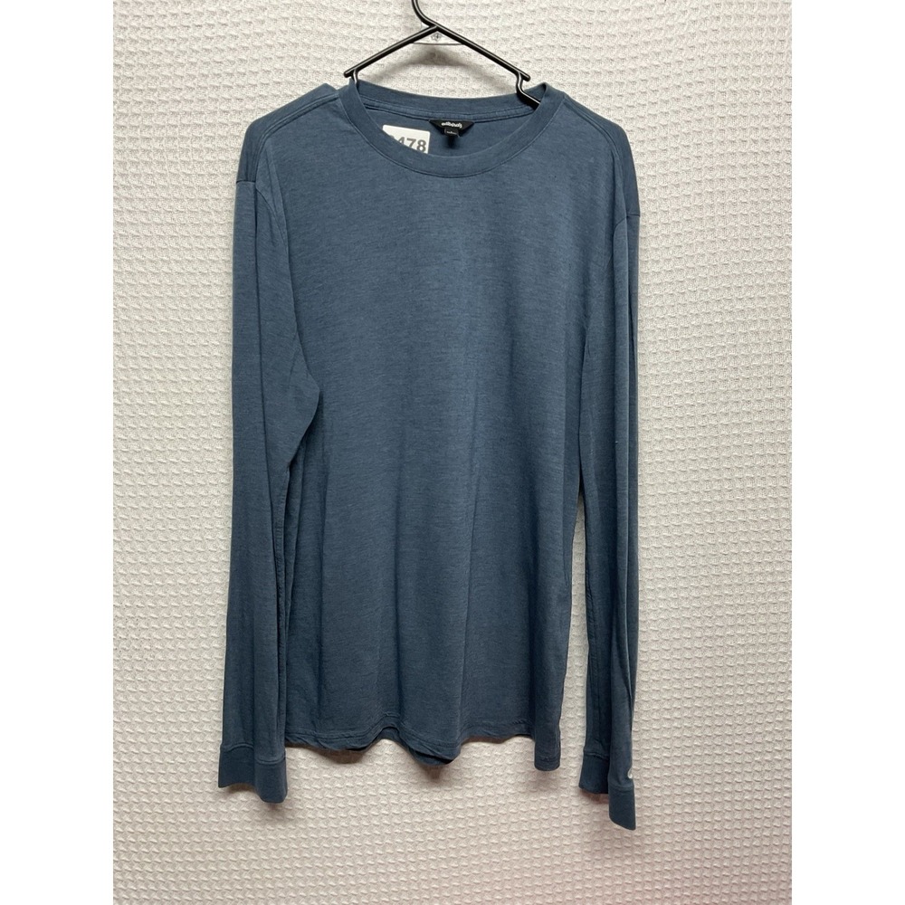 All Birds Men's Crew Neck Long Sleeve Classic Blue Sea wool blend Tee Size L